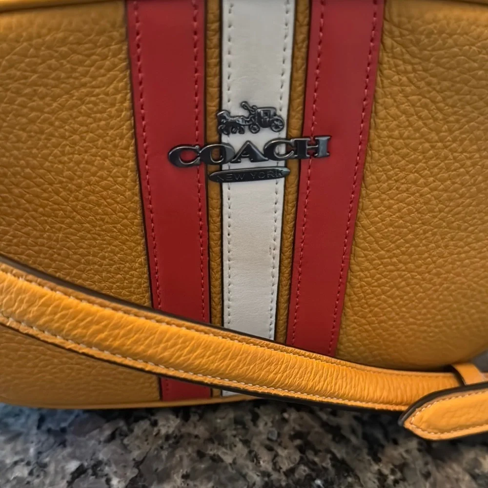 Coach pebbled leather Crossbody Camera Bag with gunmetal accents EUC
